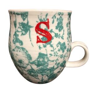 Anthropologie Homegrown “s” Monogram‎ Initial Floral Mug 2